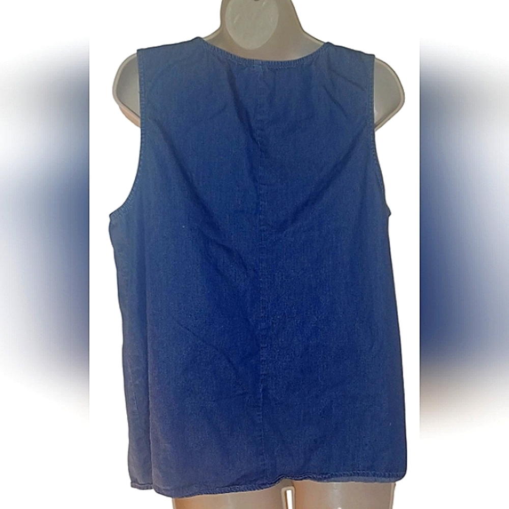 Old Navy Blue Embellished Tie Front Sleeveless Blouse Size 1XL Euc - Picture 4 of 9